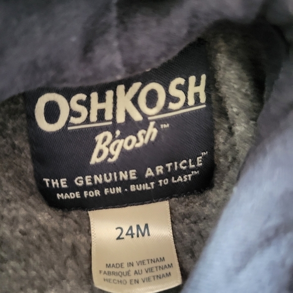 OshKosh Baby 24 Months Grey Jacket Full Zip Long Sleeve Hooded Girl Boy Logo - Picture 3 of 4